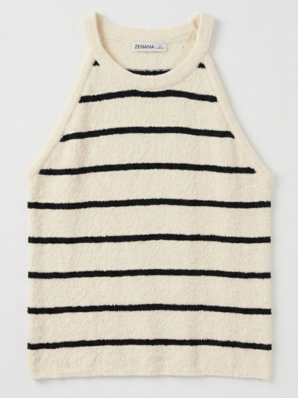 Zenana Outfitters Cream and Black Striped Tank